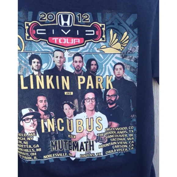 Linkin Park Incubus Mutemath Tシャツ 2012 L Linkin Park Incubus Mutemath Concert Tour T and 13 similar items